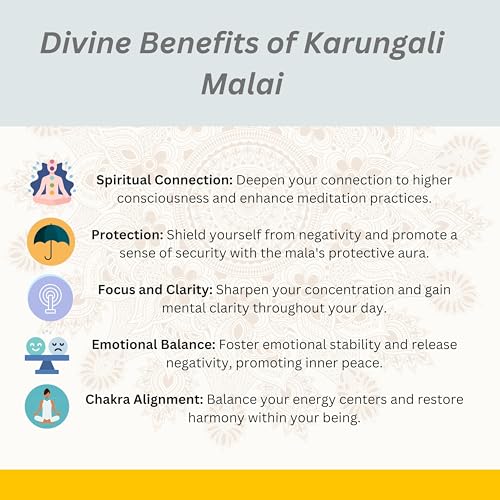WoCra® 100% Natural Karungali Malai 6mm Original - 108 Beads Government Lab Certified Black Ebony Wood Mala for Men Women, Unpolished Spiritual Prayer Beads | 1 Piece - Image 4