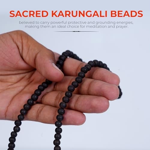 WoCra® 100% Natural Karungali Malai 6mm Original - 108 Beads Government Lab Certified Black Ebony Wood Mala for Men Women, Unpolished Spiritual Prayer Beads | 1 Piece - Image 2