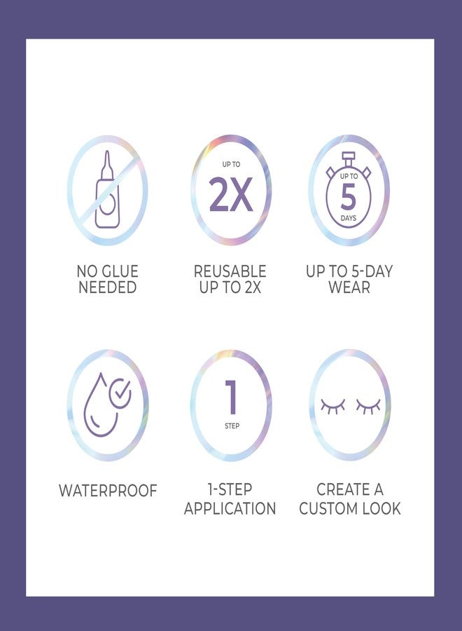 Impress KISS imPRESS Falsies Long Lasting Self Adhesive Eyelashes, ‘Demi Wispy’, 5 Day Extended Wear, 24 Light Volume Lash Clusters (5,6,8,10,12, & 14mm), Precision Non-Stick Applicator - Image 4