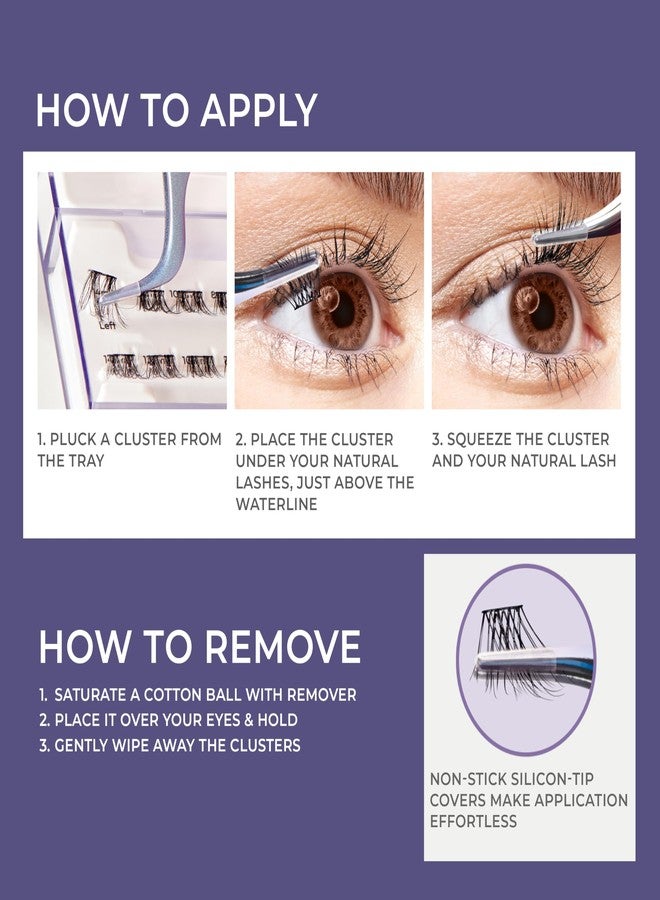 Impress KISS imPRESS Falsies Long Lasting Self Adhesive Eyelashes, ‘Demi Wispy’, 5 Day Extended Wear, 24 Light Volume Lash Clusters (5,6,8,10,12, & 14mm), Precision Non-Stick Applicator - Image 2