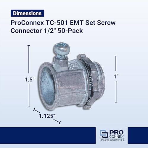 SIGMA ENGINEERED SOLUTIONS ProConnex TC-501 EMT Set Screw Connector 1/2" 50-Pack - Image 3