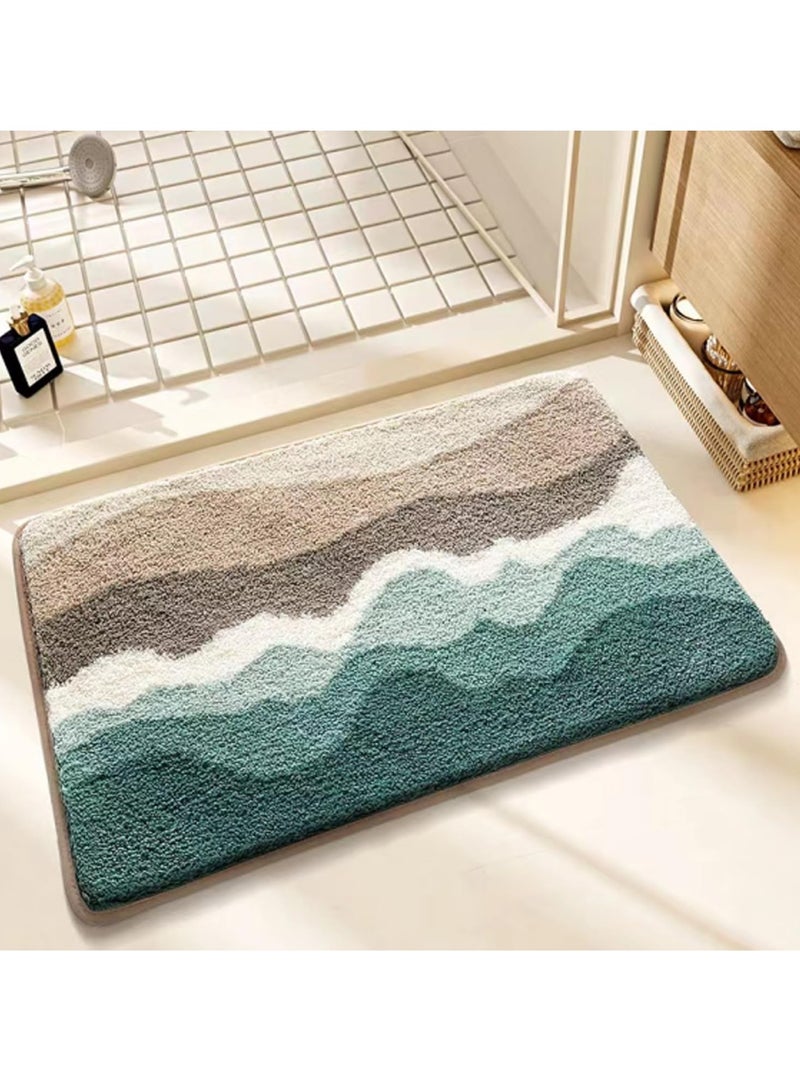 TYCOM Bathroom Rugs Bath Mat 40x60 CM Non Slip Fluffy Soft Plush Microfiber Shower Carpet Rug Machine Washable Quick Dry Ultra Bath Mats for Tub Bathroom and Shower Ocean.  - Image 1