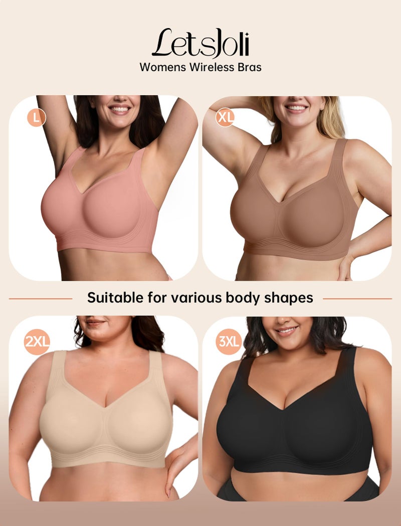 LetsJoli Jelly Bras for Women Push Up Bra Wireless No Underwire Supportive Full Coverage Plus Size for Older Women(Pink,XL) - Image 5