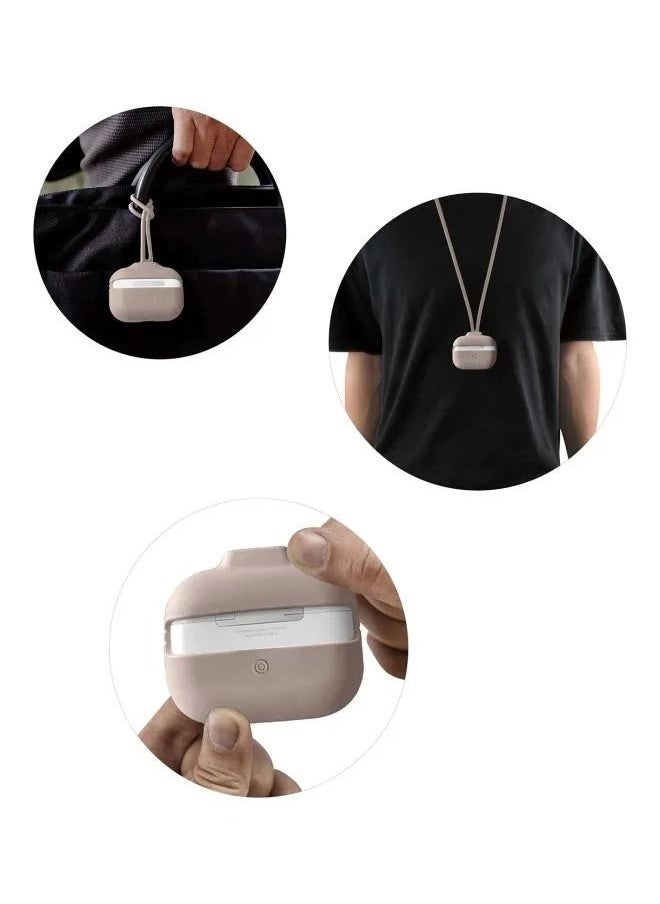 INEIX - Silicone Case Cover With Hand And Neck Strap For Apple AirPods Pro Stone - Image 1