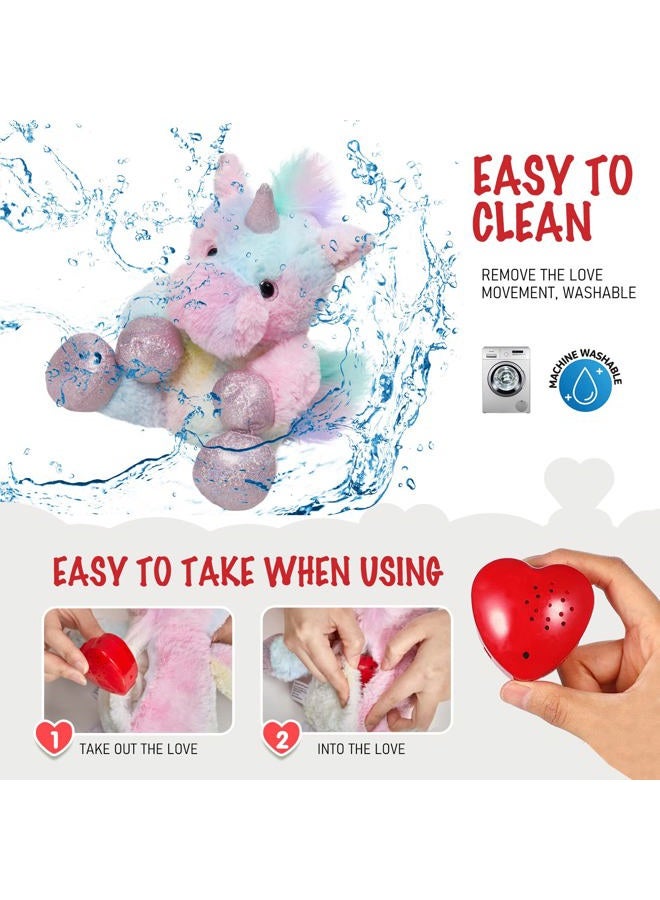 CozyWorld 12.5" Heartbeat Unicorn Recordable Stuffed Animals Voice Sweet Messages Recorder Soft Plush Toy Playback Your Words Birthday Gifts for Toddler Kids - Image 4