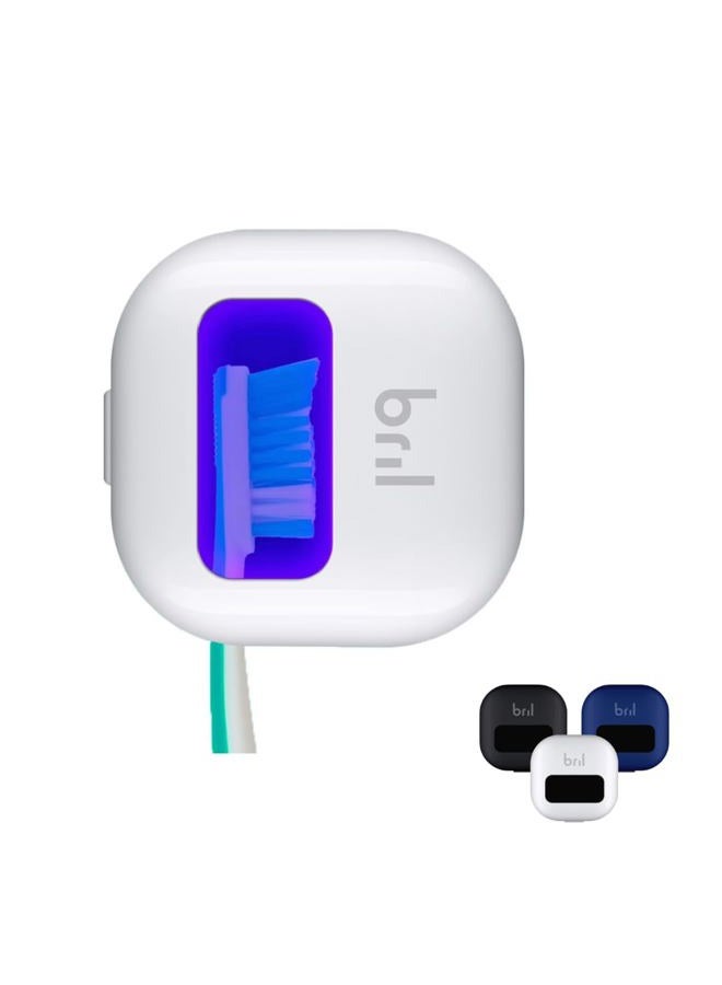 Bril UV-C Toothbrush Sanitizer Portable Sterilizer Cover Holder and Case for Any Size Toothbrush - White - Image 1