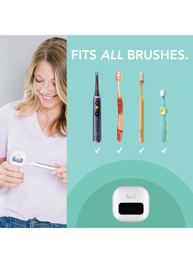 Bril UV-C Toothbrush Sanitizer Portable Sterilizer Cover Holder and Case for Any Size Toothbrush - White - Image 4