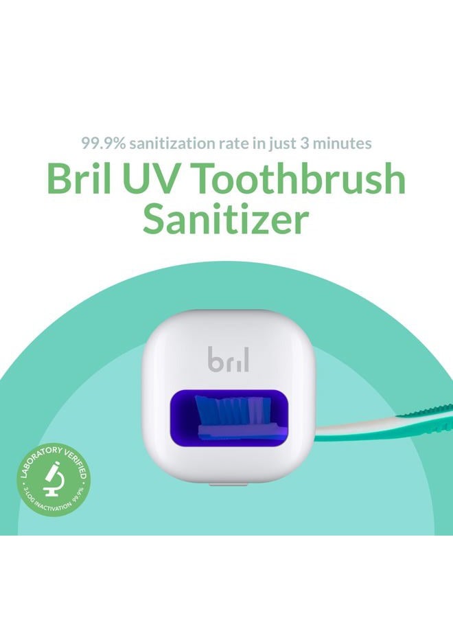 Bril UV-C Toothbrush Sanitizer Portable Sterilizer Cover Holder and Case for Any Size Toothbrush - White - Image 2