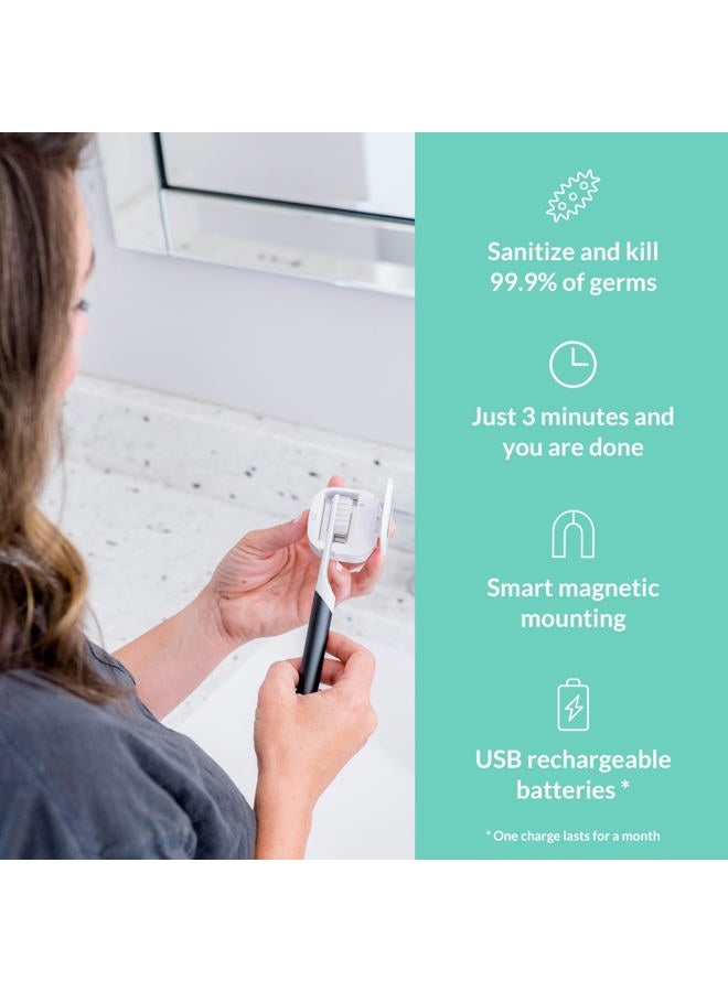 Bril UV-C Toothbrush Sanitizer Portable Sterilizer Cover Holder and Case for Any Size Toothbrush - White - Image 3