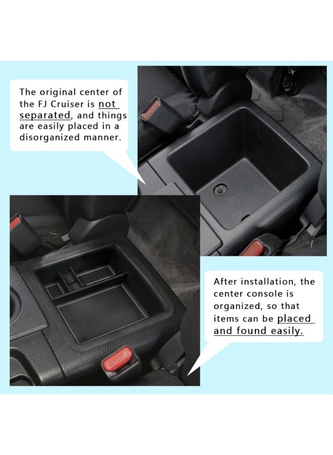 KISSUN Center Console Organizer Tray Compatible with Toyota FJ Cruiser Accessories 2007-2021 2018 2019 2020 Interior Secondary Armrest Storage Box Insert Tray,Black - Image 3