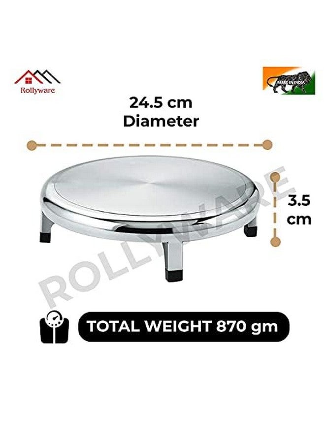 Rollyware 100% Stainless Steel Rolling Pin + Joint Less Design, Polpat, Chakla Belan 25% Less Effort Working The Dough, Upgrade Your Baking - Non-Stick & Zero Maintenance (Steel CHAKLA + BELAN) - Image 2