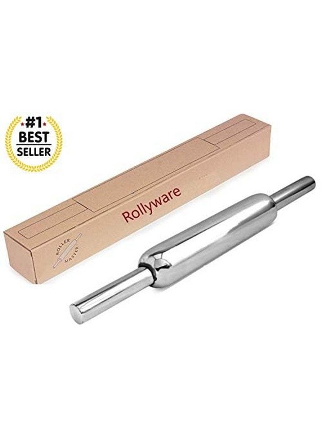 Rollyware 100% Stainless Steel Rolling Pin + Joint Less Design, Polpat, Chakla Belan 25% Less Effort Working The Dough, Upgrade Your Baking - Non-Stick & Zero Maintenance (Steel CHAKLA + BELAN) - Image 3