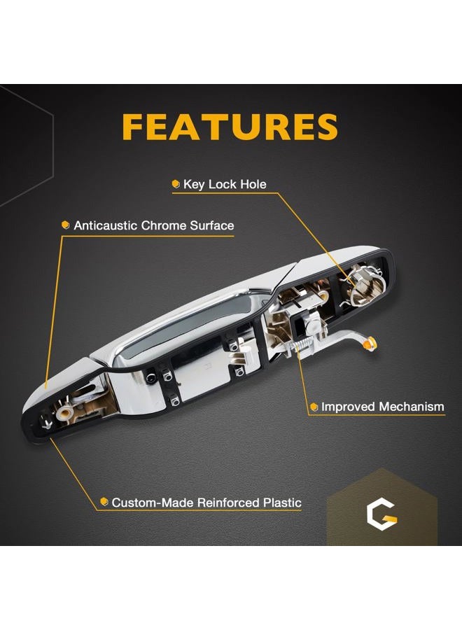 Gledewen Exterior Chrome Door Handle Front Left Driver Side | Replacement for 2007-2013 Chevy Silverado Suburban Tahoe Avalanche GMC Sierra Yukon Cadillac Escalade | Replaces# 20828258, 22738721, 25960525 - Image 4