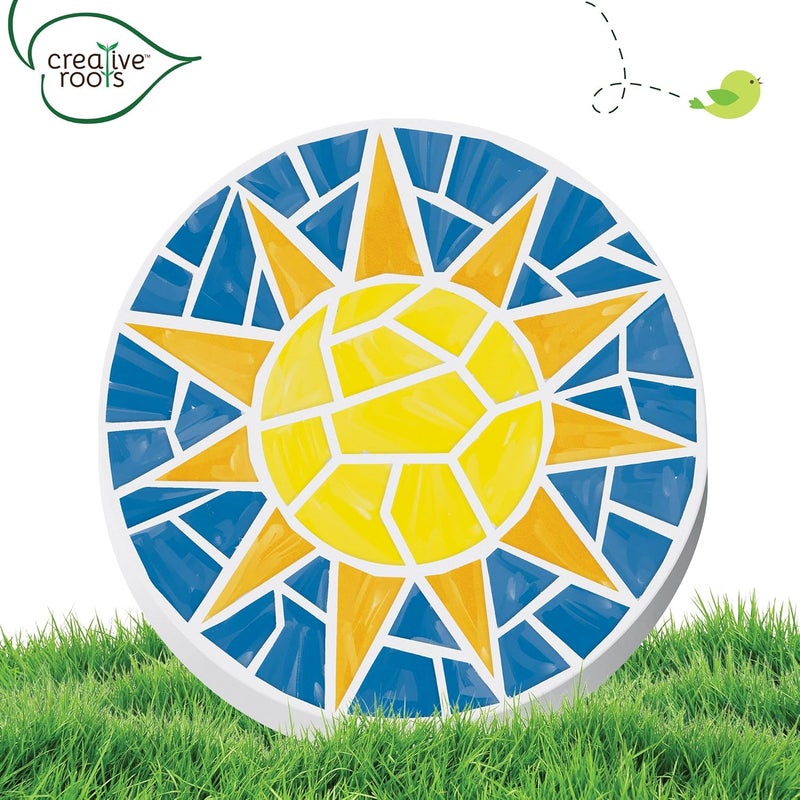 Creative Roots Mosaic Sun Stepping Stone Kit, Includes 7-Inch Ceramic Stepping Stone & 6 Vibrant Paints, DIY Garden Stone for Kids Ages 6+ - Image 4