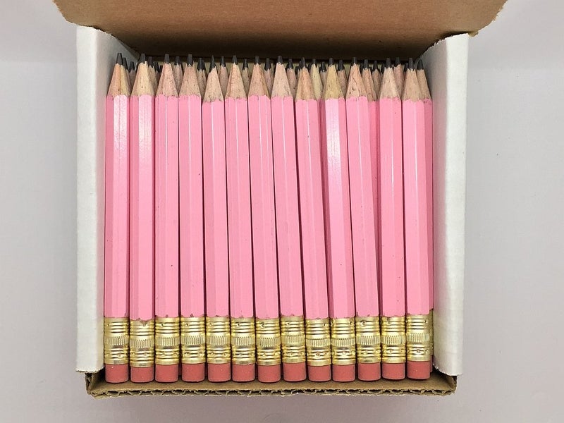 Half Pencils with Eraser Golf Classroom Pew Hexagon Sharpened 2 Pencil Color Pastel Pink Box of 72 Golf Pocket Pencils TM