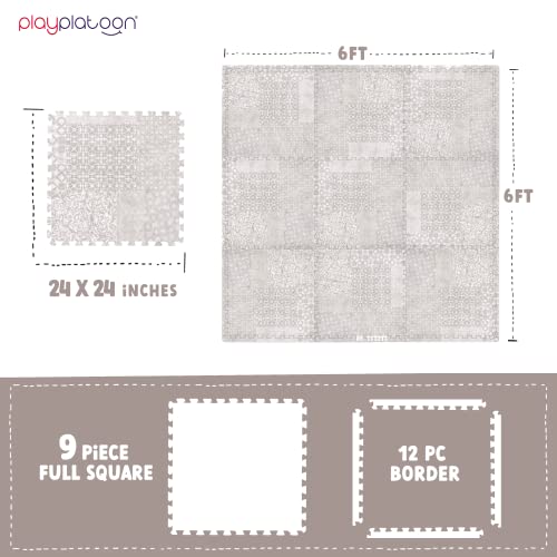 Play Platoon NonToxic ExtraThick Childrens Foam Play Mats for Floor 9 Tiles 72 x 72 inch Comfortable Cushioned Foam Floor Puzzle Tiles for Kids Toddlers with 24 x 24 inch Sets Khaki - Image 5