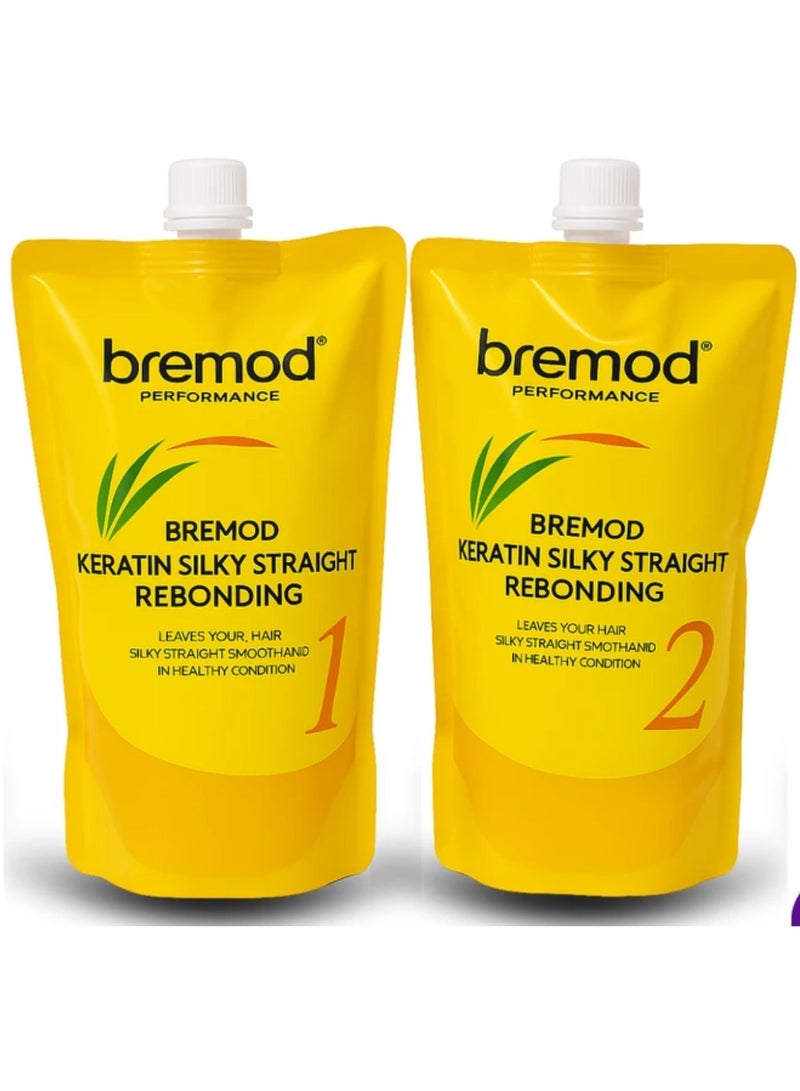 بريمود مجموعة إعادة ربط الشعر بالكيراتين الحريري المستقيم (2 × 800 مل) - Image 2