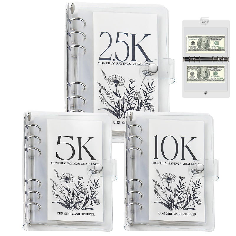 QETRABONE 12-Month Money Savings Challenges Book with Envelopes, 3 Pcs Money Saving Binder, Money Binder for Cash Saving for Office, Home, School (2.5K+5K+10K) - Image 1