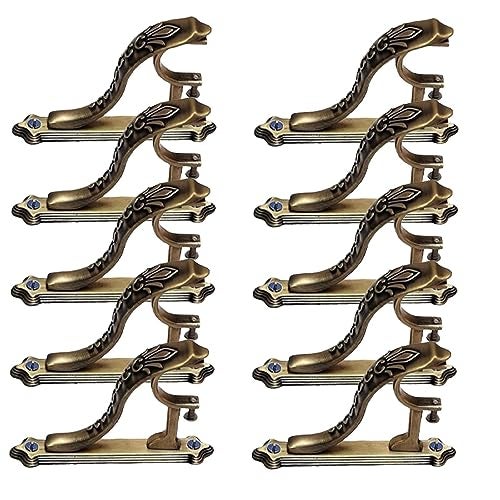 GLOXY ENTERPRISE Gloxy Brass Curtain Brackets Jaguar Supports Holder For Door Window In Antique Vintage Design-(5 Pair), 3 Centimeters, 1 Inch, Yellow - Image 1