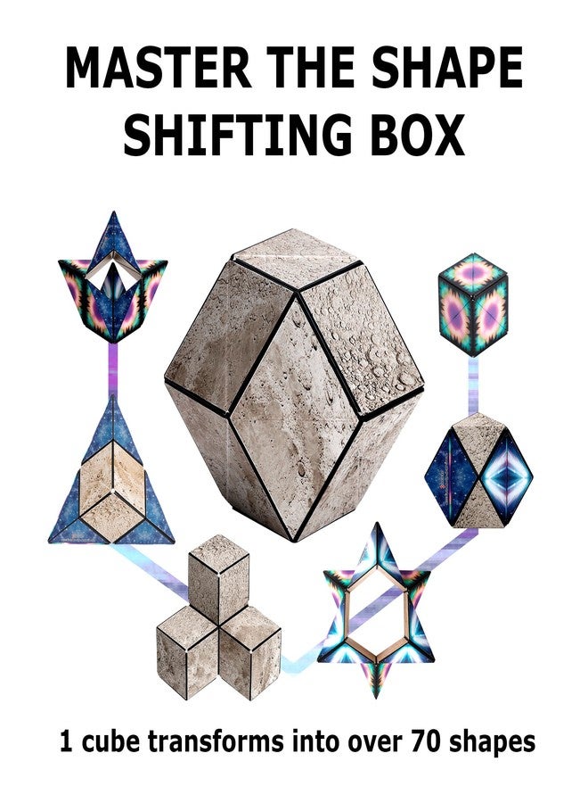 SHASHIBO Shape Shifting Box - Award-Winning, Patented Fidget Cube w/ 36 Rare Earth Magnets - Transforms Into Over 70 Shapes, Gift Box, Download Fun in Motion Toys Mobile App (Moon, 4 Pack) - Image 4