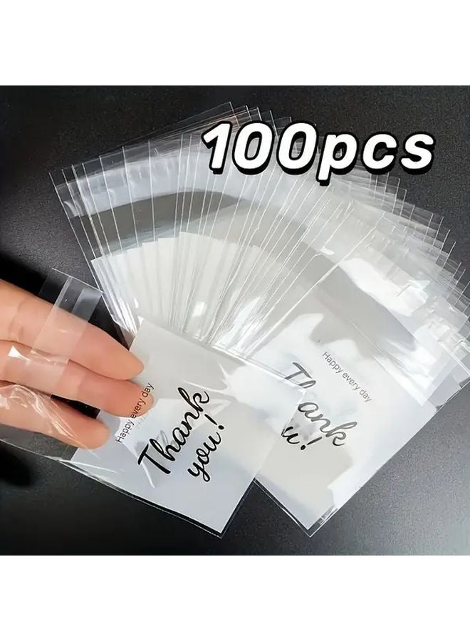 100 Pcs Holiday Snowflake Self Sealing Gift Bags Thank You Printed Jewelry Packaging - Image 1