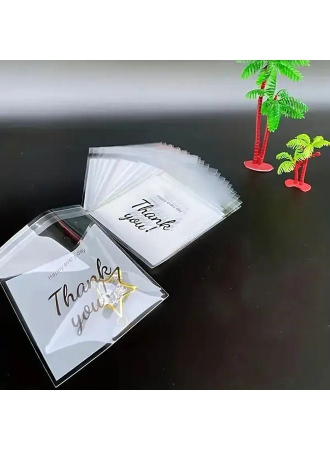 100 Pcs Holiday Snowflake Self Sealing Gift Bags Thank You Printed Jewelry Packaging - Image 4