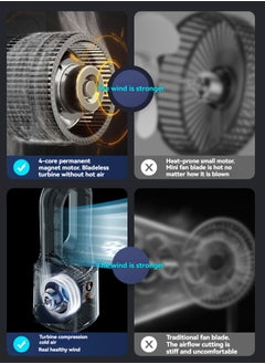 M MIAOYAN USB Bladeless Cooling Fan with Mist – Quiet Cross-Flow Air Cooler & Humidifier for Home and Dorm  - Image 3