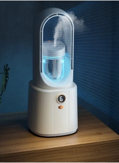 M MIAOYAN USB Bladeless Cooling Fan with Mist – Quiet Cross-Flow Air Cooler & Humidifier for Home and Dorm  - Image 1