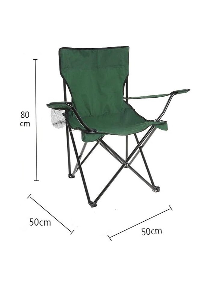 بي جي إم , كرسي شاطئ خفيف الوزن قابل للطي كرسي حديقة مع حامل أكواب وحقيبة حمل لصيد الأسماك والتخييم والنزهة والمشي لمسافات طويلة والشواء والشاطئ والأنشطة الخارجية الأخرى 50 × 50 × 80 سم (أخضر) - Image 2