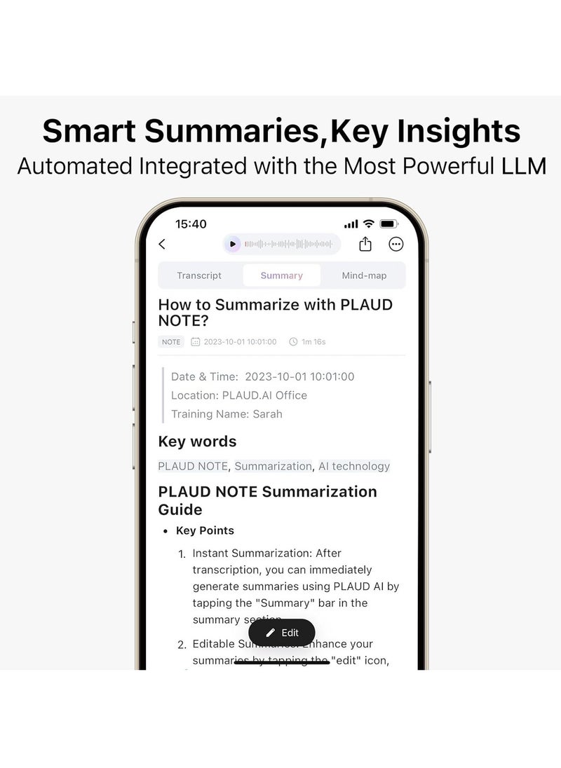PLAUD - PLAUD Note Al Voice Recorder - Advanced Audio Recording Device With Magnetic Case - Real-time transcriptions for 112 languages - Powered by GPT-4o (Silver) - Image 1