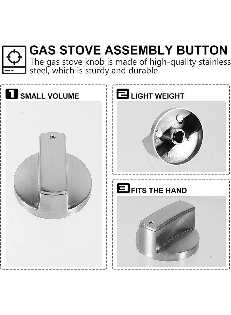 أربعة مقبضات غاز بديل ، مقبض الفرن الفولاذ المقاوم للصدأ على شكل ثقب D 6 مم ، مقبض التحكم في المطبخ سبيكة الزنك الساخنة المتينة ، لمواقد الغاز ، موقد ، فرن ، الميكروويف – 4 × 4 سم - Image 3