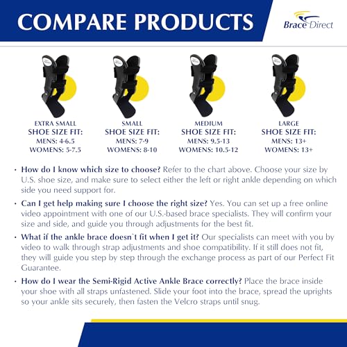 Brace Direct Semi-Rigid Active Ankle Brace for Sports - Maximum Support for Sprains & Injuries, Stabilizes & Protects Athletes Ankles Volleyball, Football (XS - Left, Men 4-6.5 / Women 5-7.5) - Image 3