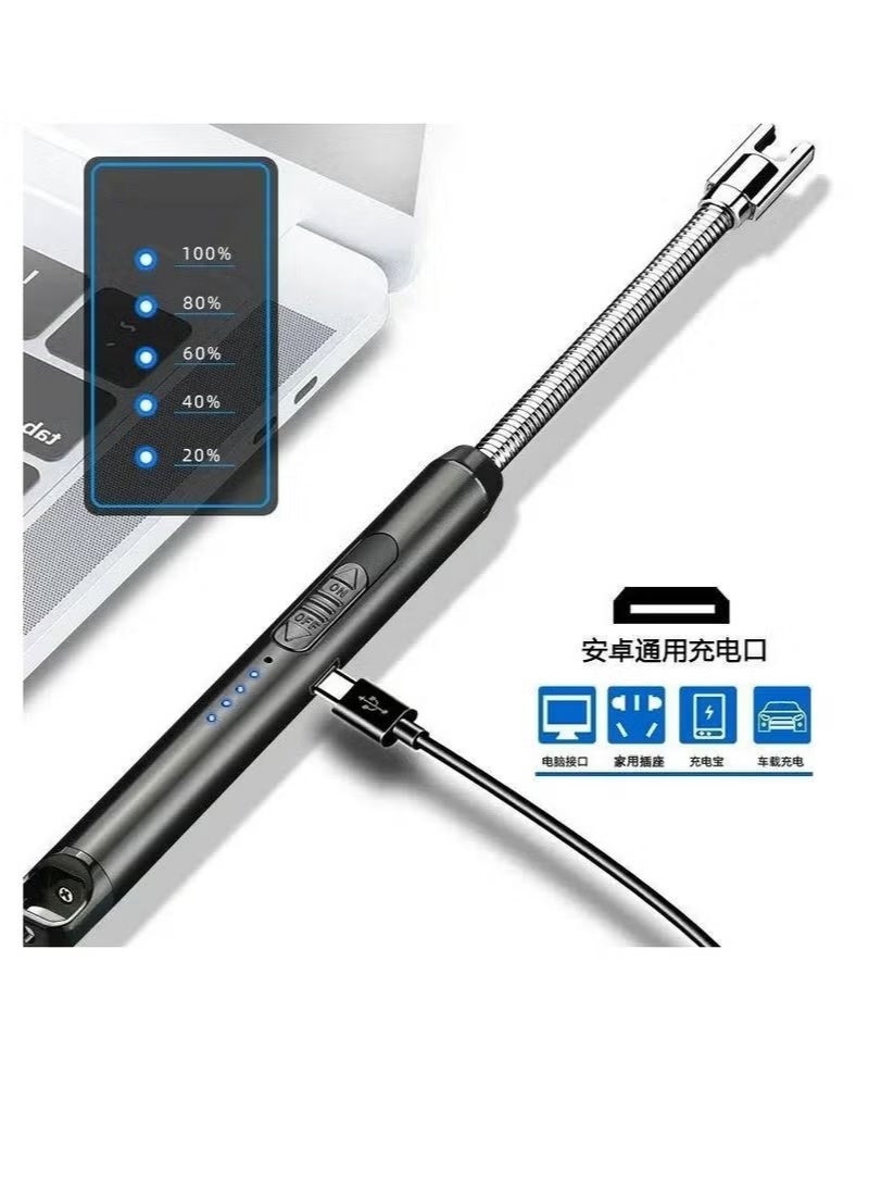 USB Type-C Rechargeable Electric Lighter with Safety Switch, Long Windproof Flameless Electronic Lighter for Candles, Grill, Gas Stove, Kitchen, Camping - Image 5