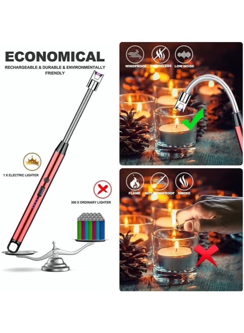 USB Type-C Rechargeable Electric Lighter with Safety Switch, Long Windproof Flameless Electronic Lighter for Candles, Grill, Gas Stove, Kitchen, Camping - Image 3
