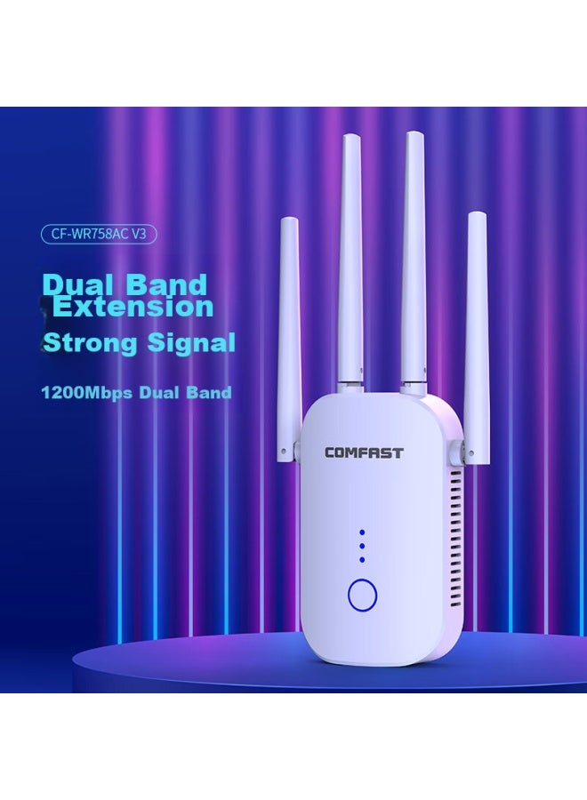 Comfast 1200m Wifi Signal Amplifier, Gigabit Dual-band 5g Signal Amplifier, Wifi Network Signal Booster, Router Wireless Repeater, Wall-penetrating King 758ac - Image 1