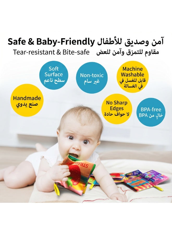 كتب أطفال تعليمية من كاست ويف، مصنوعة من القماش الناعم، مناسبة للجنسين من عمر الولادة. تتميز بصوت خشخشة وملمس تفاعلي وقابلة للغسل. تساعد في التعلم المبكر والاستكشاف الحسي. - Image 3