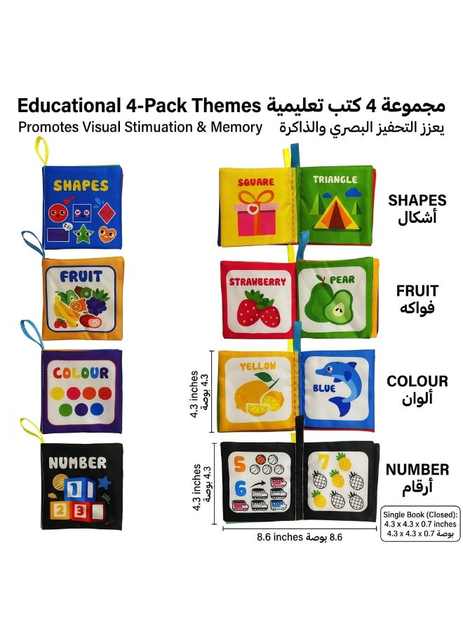 كتب أطفال تعليمية من كاست ويف، مصنوعة من القماش الناعم، مناسبة للجنسين من عمر الولادة. تتميز بصوت خشخشة وملمس تفاعلي وقابلة للغسل. تساعد في التعلم المبكر والاستكشاف الحسي. - Image 2