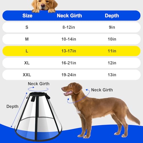 Lainergie Soft Dog Cone Collar for PostSurgery Wound Care Injury Healing Comfortable Adjustable Pet Cone Recovery Protective Elizabethan Collar to Prevent Licking Biting Scratching for Medium Large Dogs L - Image 3