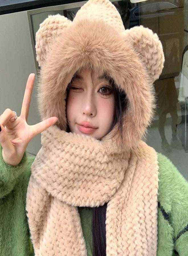 Richmen Women's Winter Woolen Beanie Cap and Neck Scarf Warmer Gloves Set | Soft Fleece Velvet Fur Snow Proof Warm Woolen Knitted Beanie Hat for Girl's (Free Size) Grey - Image 4