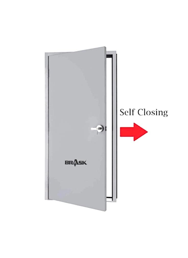 BRASK BRASK Brass Spring HingesDoor Closer Hinge Single Action 4 Silver Satin Finish Pack of 1  - Image 3