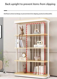 fashionhome 4-Tiers Multifunction Modern Unique Design Display Rack Desktop Bookshelf Space Saving Floor Standing Storage Display Rack 100x35x200 cm  - Image 2
