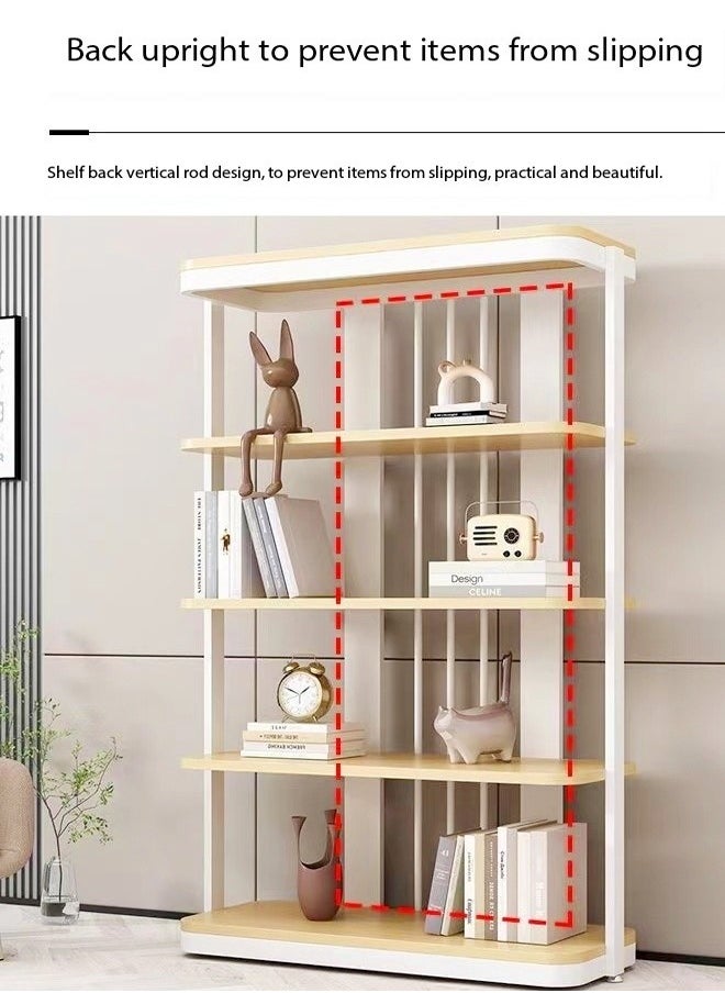 fashionhome 4-Tiers Multifunction Modern Unique Design Display Rack Desktop Bookshelf Space Saving Floor Standing Storage Display Rack 100x35x200 cm  - Image 2