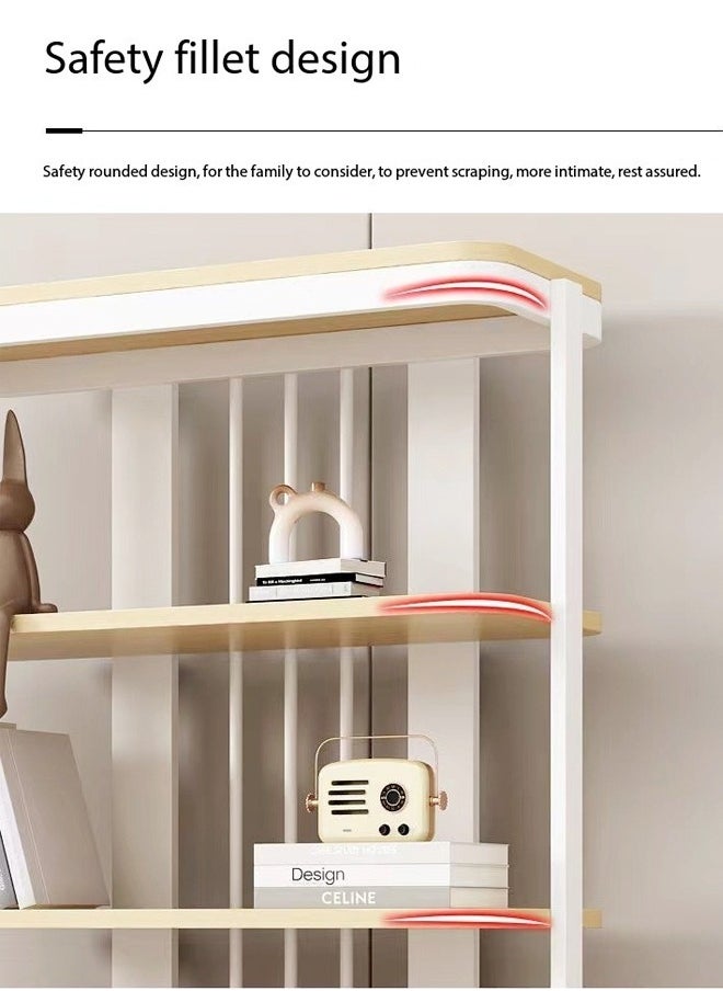 fashionhome 4-Tiers Multifunction Modern Unique Design Display Rack Desktop Bookshelf Space Saving Floor Standing Storage Display Rack 100x35x200 cm  - Image 5