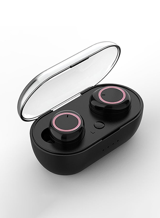 TWS سماعات إيربادز لاسلكية تعمل بتقنية البلوتوث 5.0 مزودة بخاصية التحكم عن طريق اللمس،ومزودة بميكروفون وعلبة شحن وسماعات أذن بزمن استجابة منخفض متوافقة مع الأجهزة التي تعمل بنظام أندرويد وiOS وأجهزة الكمبيوتر والتابلت، لون أسود وذهبي وردي أسود وذهبي زهري - Image 1