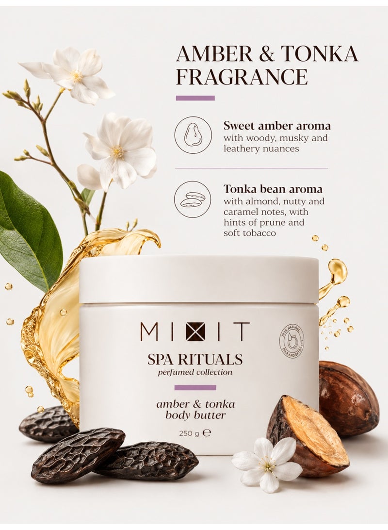 MIXIT Spa Rituals Amber & Tonka Nourishing Body Butter, Rich Moisturizer with Shea & Cocoa Butter, 250g - Image 5