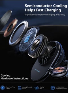 Excefore Magnetic Ice Cooling Wireless Car Charger Holder for Magsafe, 2 in 1 iPhone 15 Pro Max iWatch 9 Series Ultra SE, Charger Compatible with iPhone 15/14/13/12 Series, Detachable Watch Charger  - Image 3