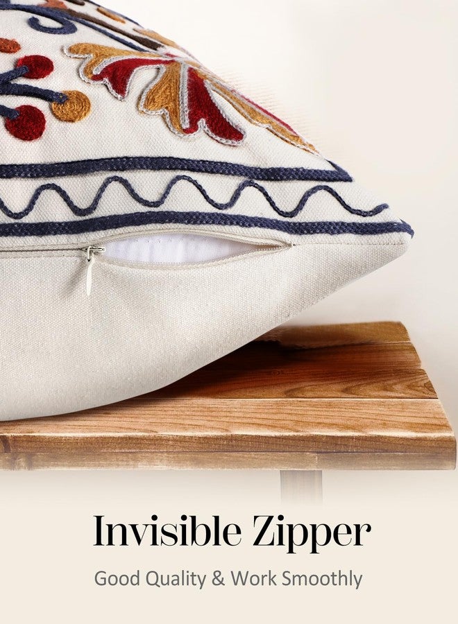 Kokaaee Embroidered Throw Pillow Covers - 18x18 Decorative Pillow Covers with Zipper Aesthetic Cute Design Boho Summer Linen Throw Pillowcases for Living Room Couch Sofa Bed, Fall Flower - Image 3