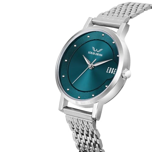 LOUIS DEVIN Stainless Steel Chain Analog Wrist Watch for Women (Blue Dial) | LD-LR192-BLU-CH - Image 4