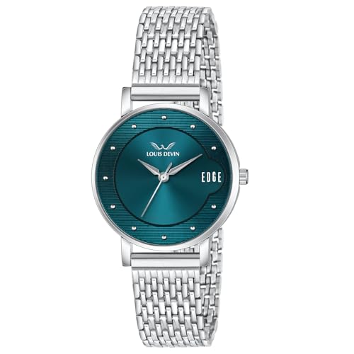 LOUIS DEVIN Stainless Steel Chain Analog Wrist Watch for Women (Blue Dial) | LD-LR192-BLU-CH - Image 1