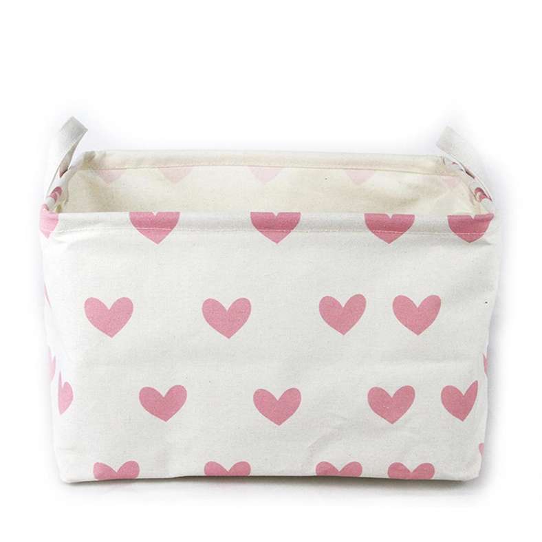 Pan Home سلة تخزين مطبوعة بالقلوب للأطفال